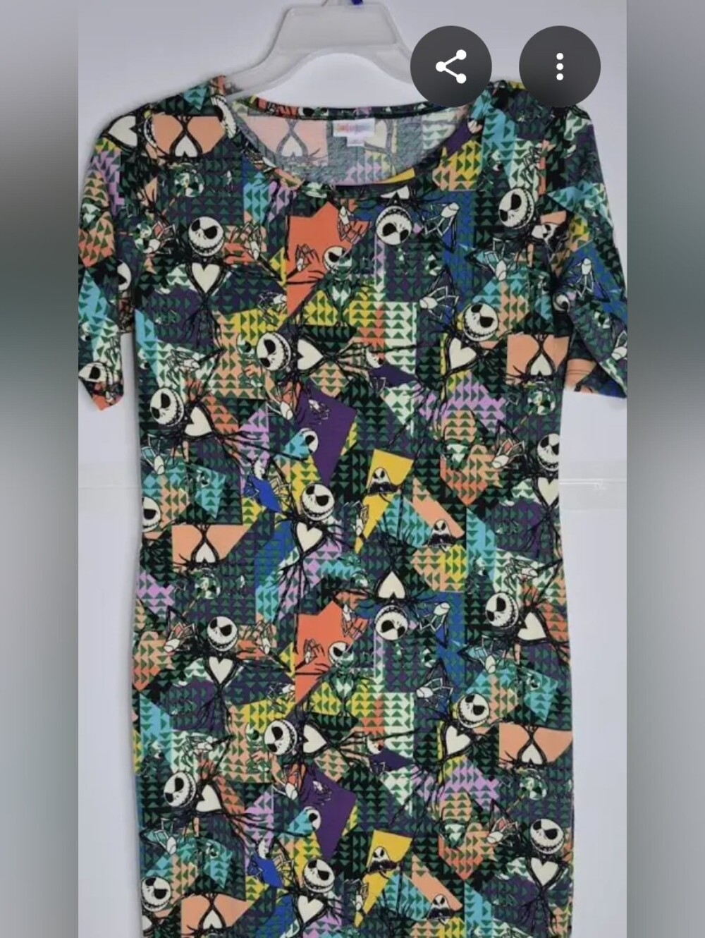 LulaRoe Colorful Patchwork Jack Skellington Dress Size Large